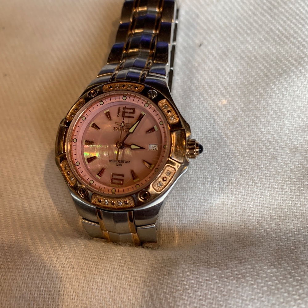Invicta watch. Pink Mother of pearl face.